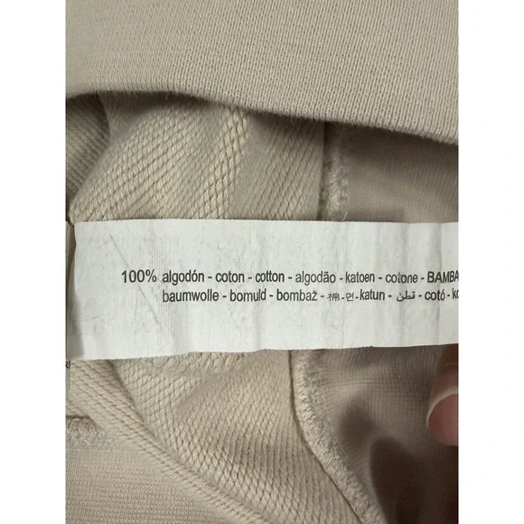 Zara Womens Oversized Pocket Sweatshirt Crewneck Pullover Long‎ Sleeve Beige L - Picture 8 of 8